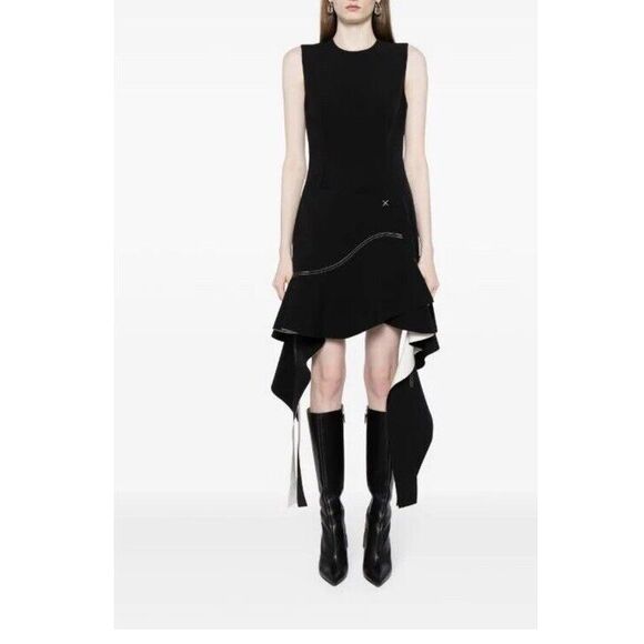 Simkhai $1215 Asymmetrical Hem Sleeveless Dress Contrast Stitching 12 - Picture 1 of 13